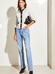 Lipsy Grey Crew Neck Button Through Boucle Cardigan - Image 4 of 4