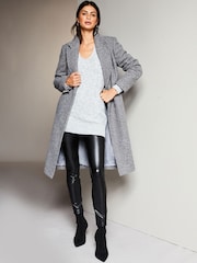 Lipsy Grey Longline Scoop Neck Cable Knitted Jumper - Image 3 of 4