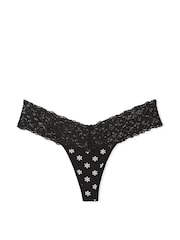 Victoria's Secret Black Snowflakes Posey Lace Waist Thong Knickers - Image 3 of 3