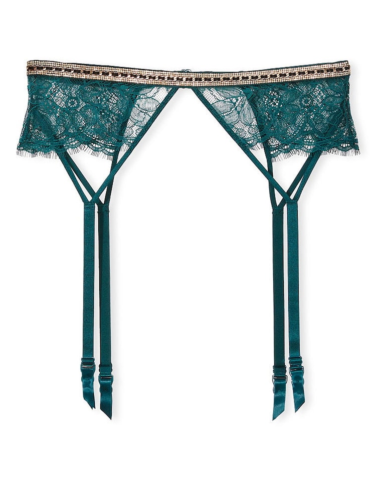 Victoria's Secret Black Ivy Green Suspenders - Image 1 of 1 Victoria's Secret Black Ivy Green Suspenders - Image 1 of 1