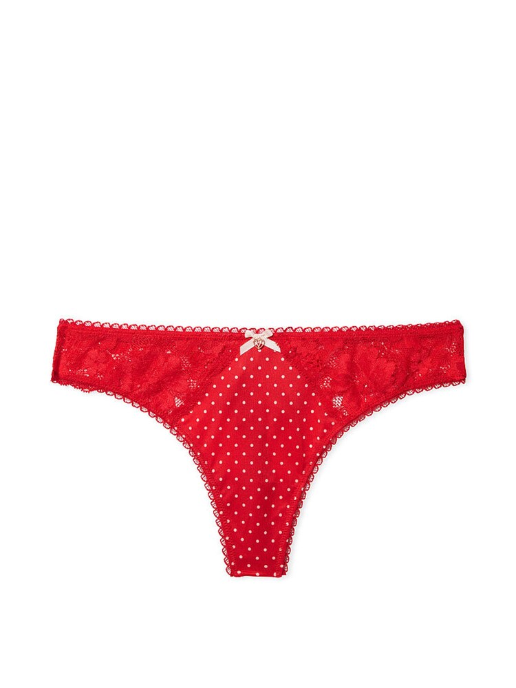 Victoria's Secret Lipstick Red Dot Print Smooth Thong Knickers - Image 4 of 4