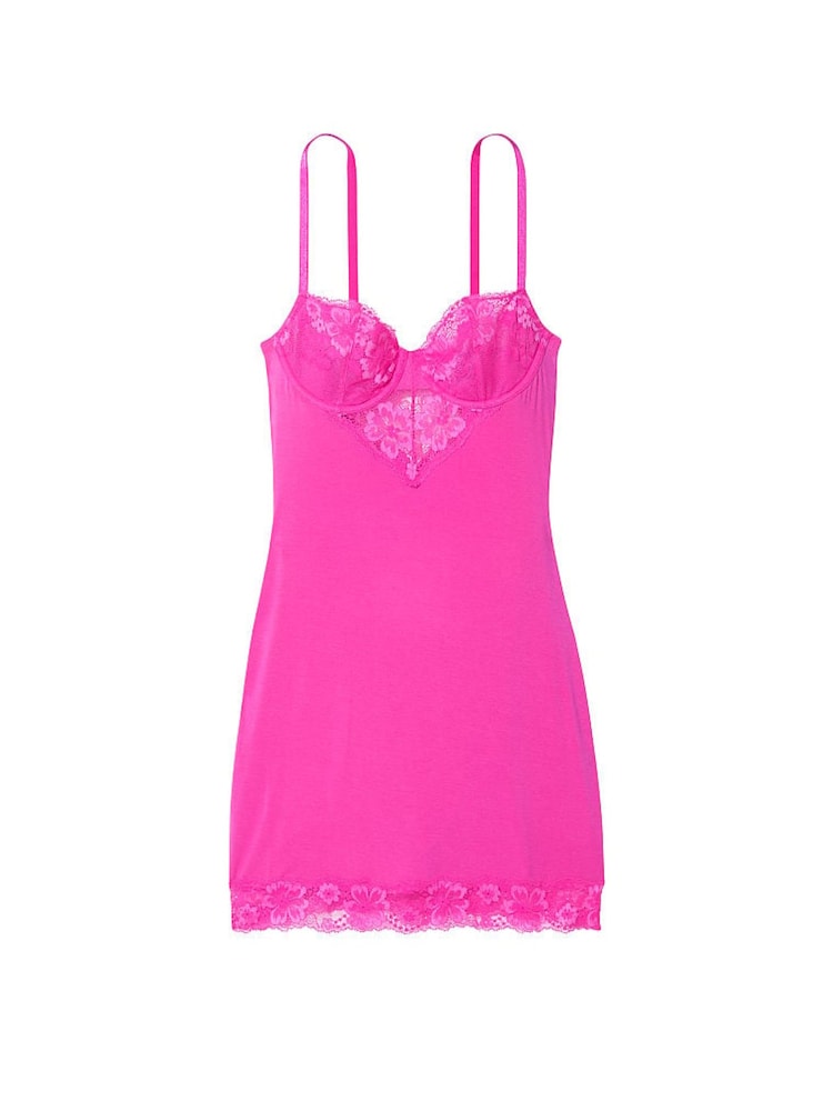 Victoria's Secret Fuchsia Frenzy Pink Modal Slip Dress - Image 3 of 3