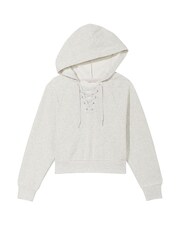 Victoria's Secret Snow Heather Grey Dahlia Lace Up Hoodie - Image 3 of 3