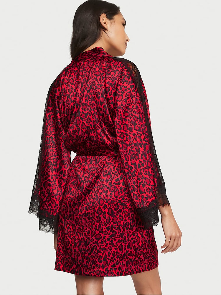 Victoria's Secret Graphic Leopard Nude Lace Inset Robe - Image 2 of 3