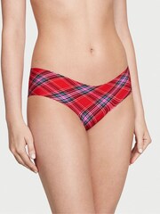Victoria's Secret Lipstick Red Beautiful Tartan Smooth Cheeky Knickers - Image 1 of 3