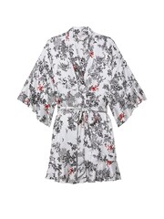 Victoria's Secret Porcelain Toile White Satin Flounce Satin Robe - Image 3 of 3