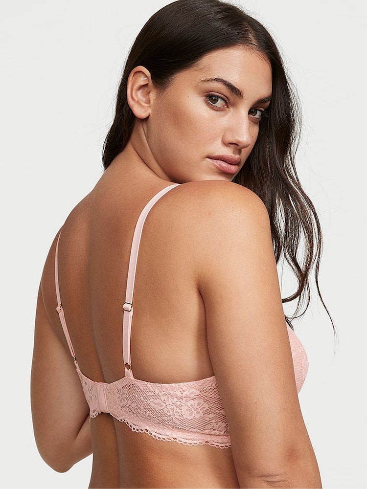Victoria's Secret Purest Pink Lace Half Pad Plunge Bra - Image 2 of 4 Victoria's Secret Purest Pink Lace Half Pad Plunge Bra - Image 2 of 4
