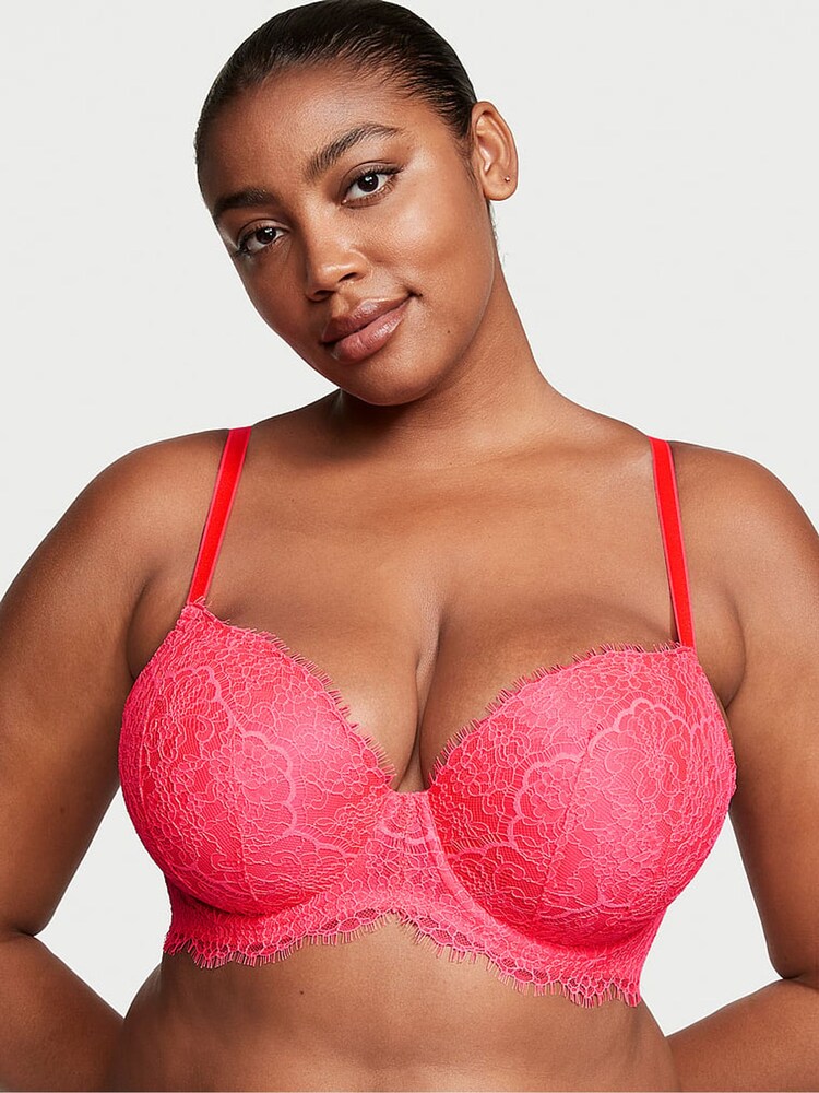 Victoria's Secret Hottie Pink Lace Lightly Lined Demi Bra - Image 1 of 3