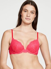 Victoria's Secret Hottie Pink Lace Push Up Bra - Image 1 of 3