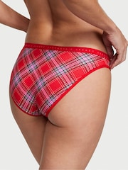 Victoria's Secret Foil Lipstick Red Lovely Tartan Smooth Bikini Stretch Cotton Knickers - Image 2 of 3