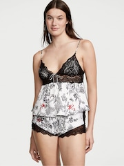 Victoria's Secret Porcelain Toile Stretch White Satin Cami Set - Image 1 of 3
