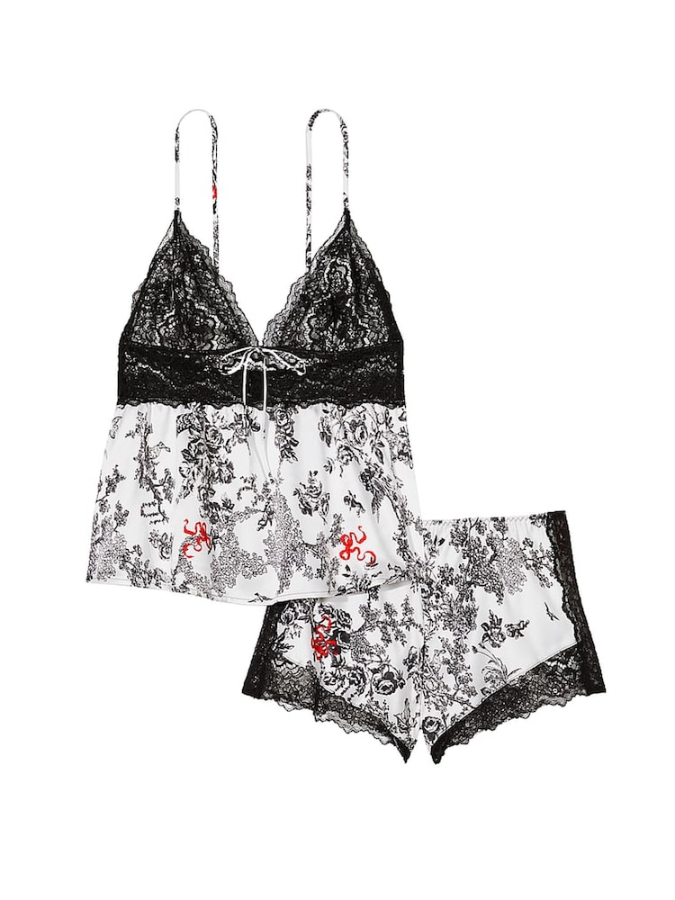Victoria's Secret Porcelain Toile Stretch White Satin Cami Set - Image 3 of 3 Victoria's Secret Porcelain Toile Stretch White Satin Cami Set - Image 3 of 3