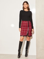 Lipsy Red Petite 2 in 1 High Neck Long Sleeve Knitted Dress - Image 3 of 4