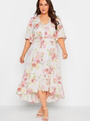 Yours Curve Cream High Low Midi Dress - Image 1 of 4