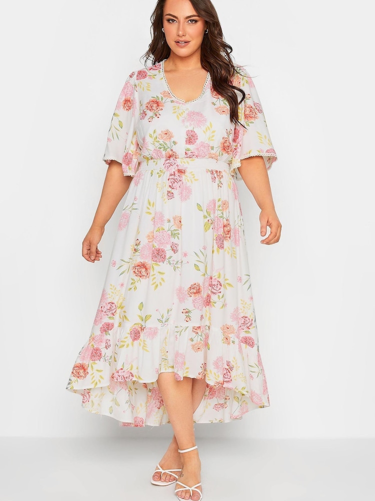 Yours Curve Cream High Low Midi Dress - Image 1 of 4