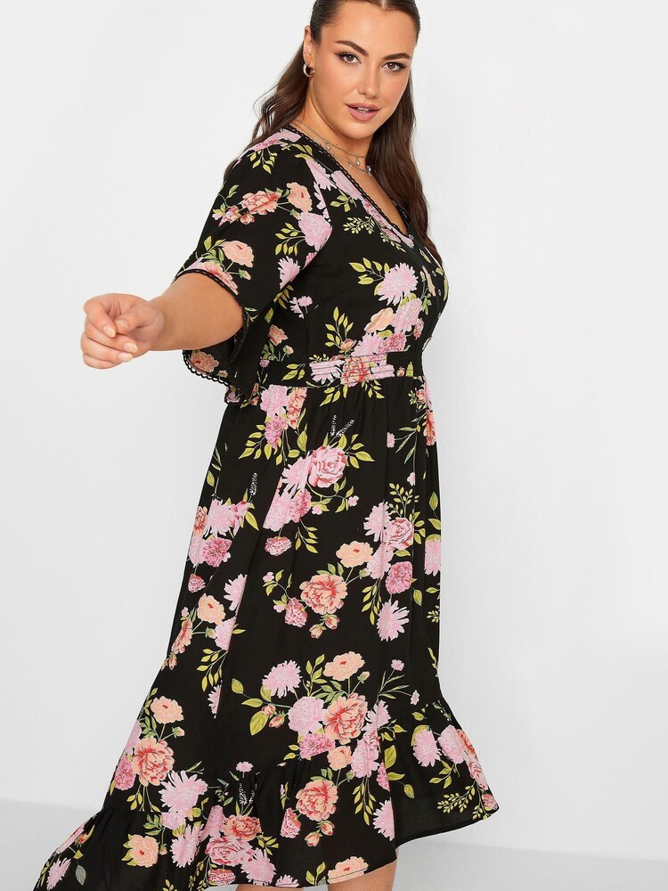 Yours Curve Black High Low Midi Dress - Image 1 of 1