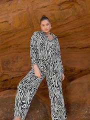 Yours Curve Black Limited Wide Leg Co-Ord Trousers - Image 1 of 4