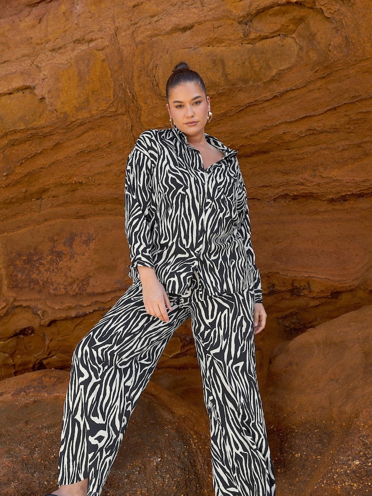 Yours Curve Black Limited Wide Leg Co-Ord Trousers - Image 1 of 4