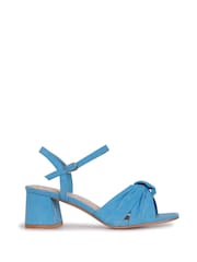 Linzi Baby Blue Faux Suede Charlotte Block Heeled Sandal With Bow Front Detail - Image 2 of 4