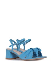 Linzi Baby Blue Faux Suede Charlotte Block Heeled Sandal With Bow Front Detail - Image 3 of 4