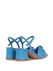 Linzi Baby Blue Faux Suede Charlotte Block Heeled Sandal With Bow Front Detail - Image 4 of 4