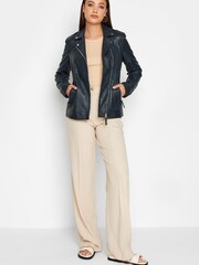 Long Tall Sally Blue Leather Biker Jacket - Image 2 of 4