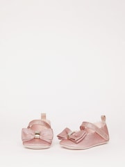 Lipsy Pink Velcro Bow Mary Jane Ballerina Occasion Shoe Baby - Image 2 of 5