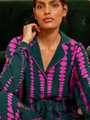 Love & Roses Green Ombre Polka Dot Super Soft Button Through Pyjamas - Image 3 of 4