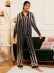 Love & Roses Black Ombre Polka Dot Super Soft Button Through Pyjamas - Image 4 of 4