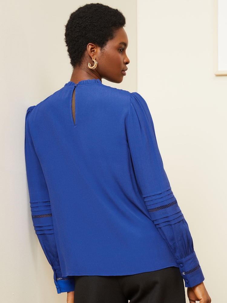 Love & Roses Cobalt Blue Long Sleeve Blouse With Central Pintuck Details - Image 2 of 4 Love & Roses Cobalt Blue Long Sleeve Blouse With Central Pintuck Details - Image 2 of 4