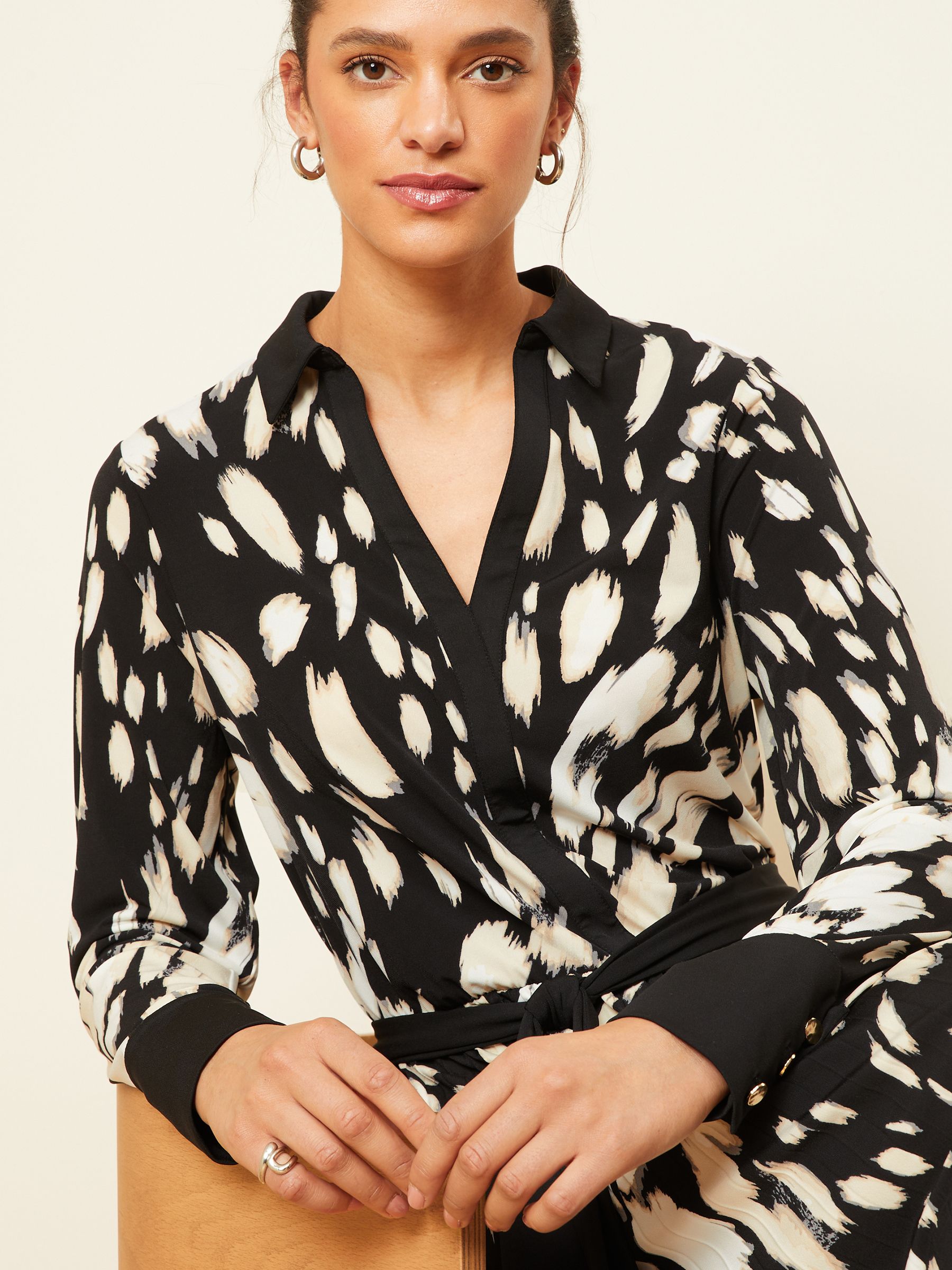 Buy Love Roses Black Animal Petite Jersey Pleated Belted Midi Summer Shirt Dress from Next Luxembourg
