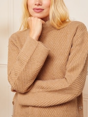 Love & Roses Camel Cosy Crew Neck Longline Jumper - Image 2 of 4