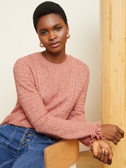 Love & Roses Pink Cosy Stitch Detail Jumper - Image 1 of 4