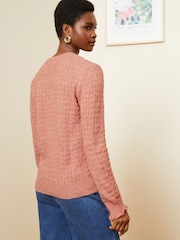 Love & Roses Pink Cosy Stitch Detail Jumper - Image 3 of 4