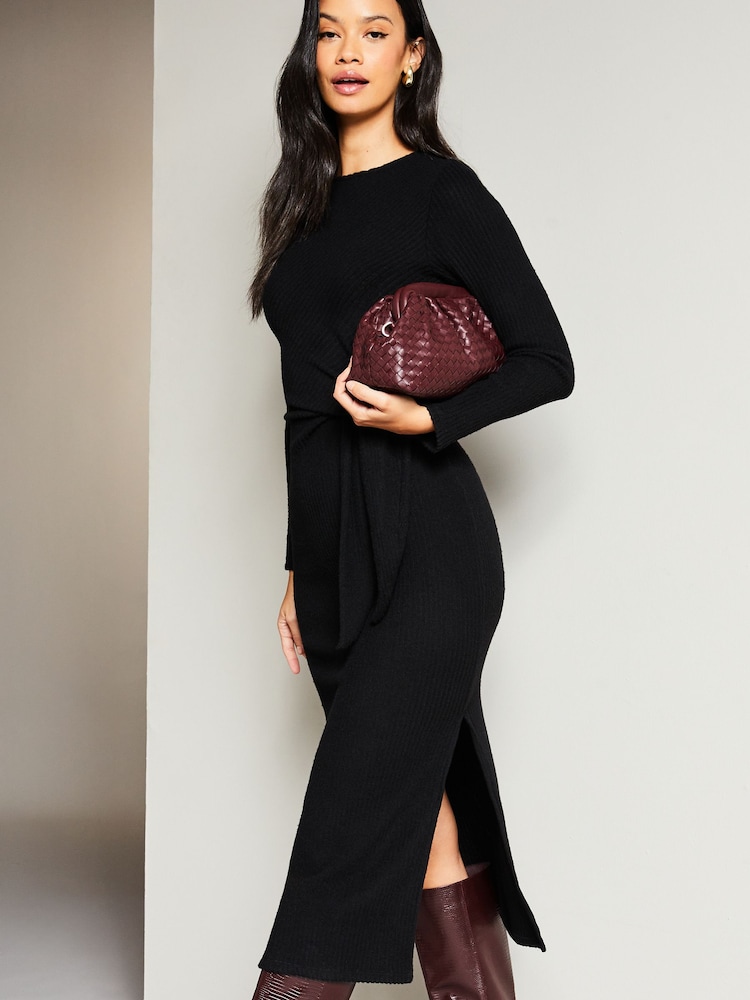 Lipsy Kuscheliges, langärmeliges Midi-Pulloverkleid aus Jersey mit Rundhalsausschnitt und seitlicher Schnürung - Bild 4 von 4 Lipsy Kuscheliges, langärmeliges Midi-Pulloverkleid aus Jersey mit Rundhalsausschnitt und seitlicher Schnürung - Bild 4 von 4