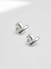 Simply Silver Silver Recycled Knotted Heart Earrings - Image 1 of 3
