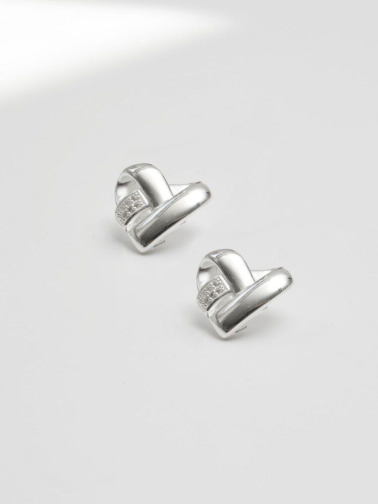 Simply Silver Silver Recycled Knotted Heart Earrings - Image 1 of 3
