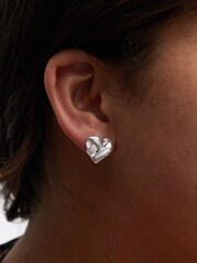 Simply Silver Silver Recycled Knotted Heart Earrings - Image 2 of 3