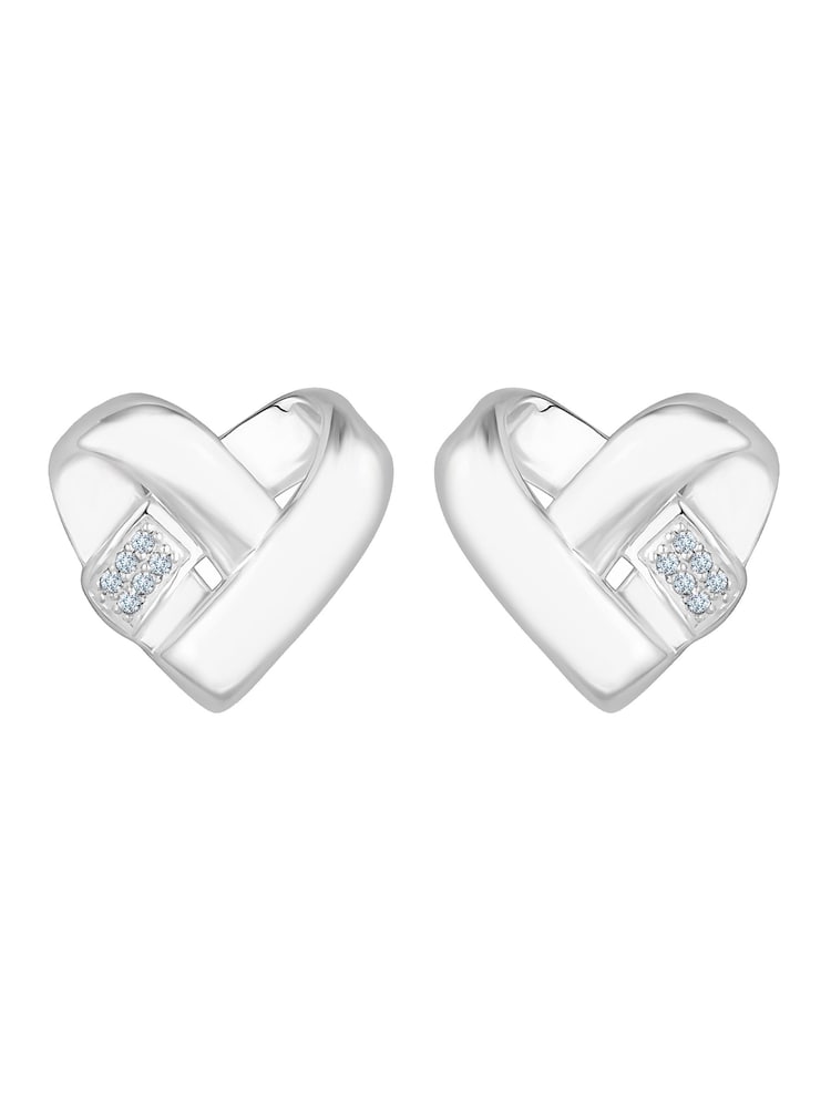 Simply Silver Silver Recycled Knotted Heart Earrings - Image 3 of 3