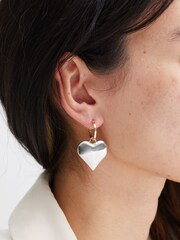 Jon Richard Silver Statement Heart Earrings - Image 1 of 4
