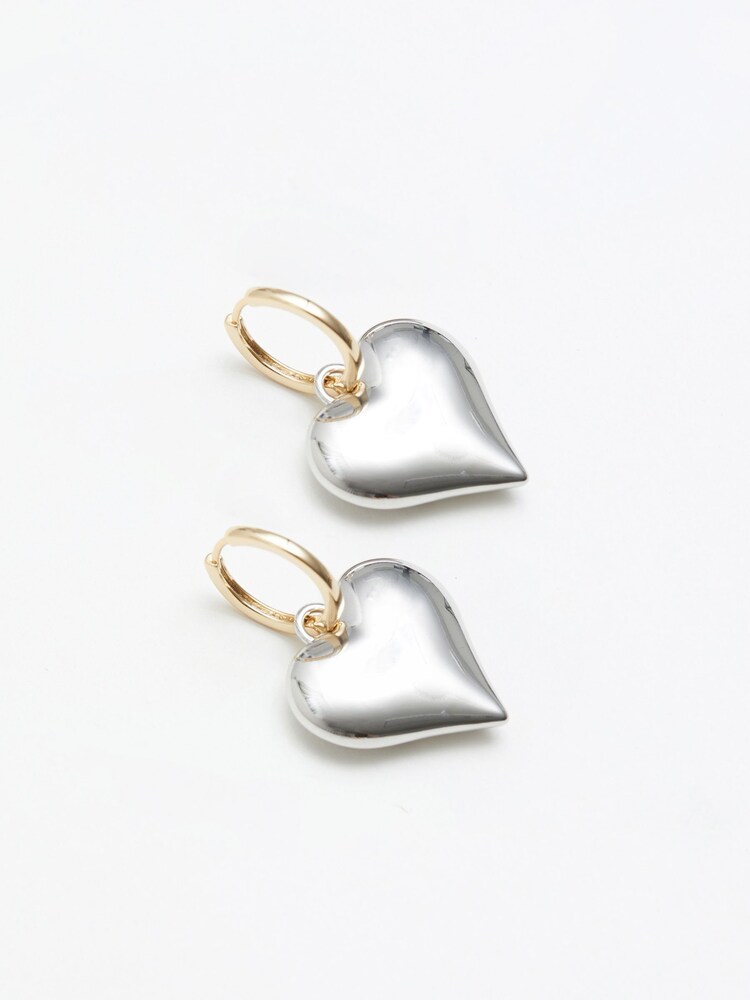 Jon Richard Silver Statement Heart Earrings - Image 2 of 4