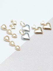 Jon Richard Silver Statement Heart Earrings - Image 3 of 4