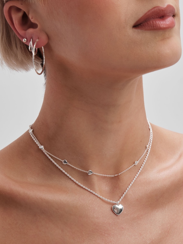 Simply Silver Silver Polished Heart Necklace - Image 1 of 3 Simply Silver Silver Polished Heart Necklace - Image 1 of 3