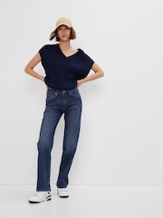 Gap Dark Indigo Blue Dark Indigo High Waisted Straight 90s Loose Jeans - Image 7 of 12