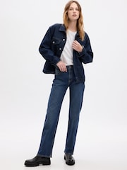 Gap Dark Indigo Blue Dark Indigo High Waisted Straight 90s Loose Jeans - Image 9 of 12