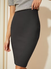 Friends Like These Grey Sculpting Stretch Knee Length Midi Skirt - Image 2 of 4