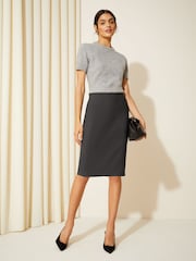 Friends Like These Grey Sculpting Stretch Knee Length Midi Skirt - Image 3 of 4