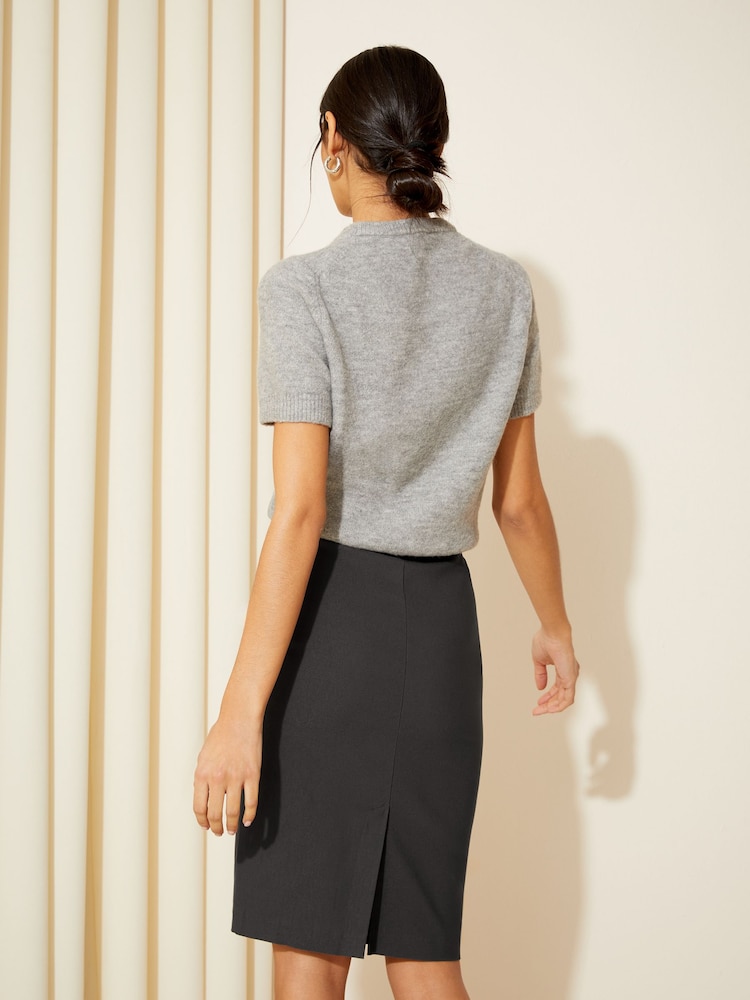 Friends Like These Grey Sculpting Stretch Knee Length Midi Skirt - Image 4 of 4