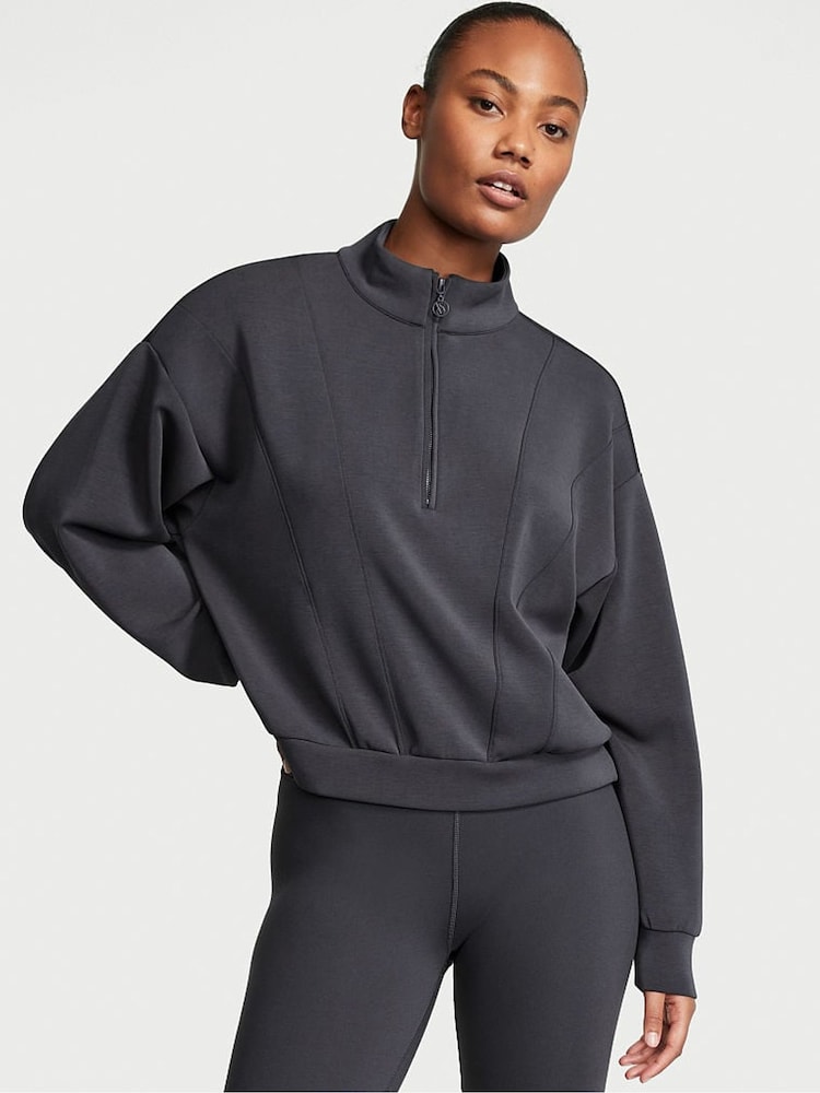 Victoria's Secret Pure Black Modal Half Zip Sweatshirt - Image 1 of 1