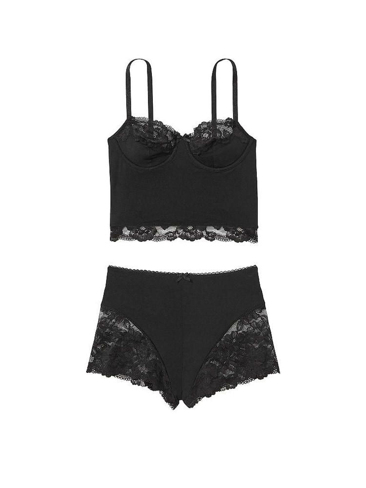 Victoria's Secret Black Cupped Modal Cami and Knicker Set - Image 3 of 3